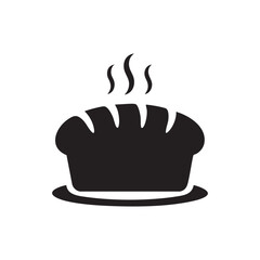 Fresh Hot Bread Icon Silhouette on White Background
