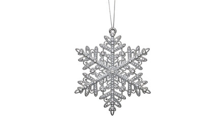Silver snowflake ornament with clear crystals hanging