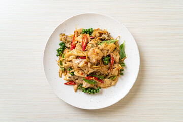 stir fried holy basil with fish and herb