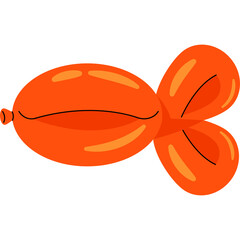Orange Balloon Animal Fish Shape Cartoon Design Isolated on White Background Vivid Color Playful Toy