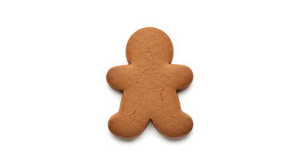 Single gingerbread man cookie on white background food