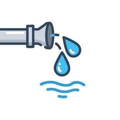 A stylized icon showing water droplets falling from a pipe into wavy water.