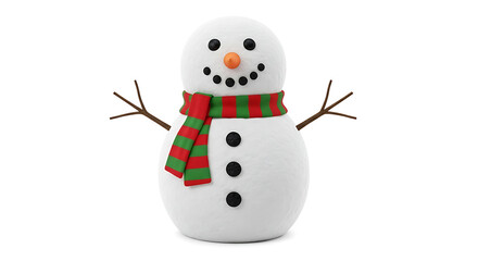 Smiling Snowman with Red Green Striped Scarf winter