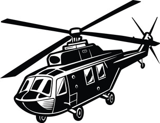 Set of black helicopter  silhouettes vector illustrations isolated on white background