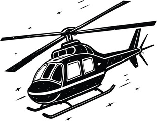 Set of black helicopter  silhouettes vector illustrations isolated on white background