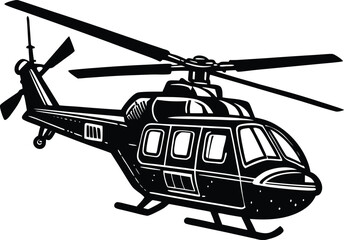 Set of black helicopter  silhouettes vector illustrations isolated on white background