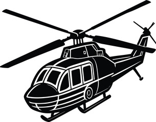 Set of black helicopter  silhouettes vector illustrations isolated on white background