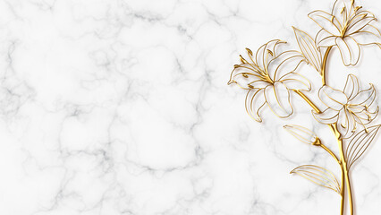 gold lily and marble background