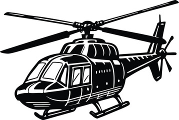 Set of black helicopter  silhouettes vector illustrations isolated on white background