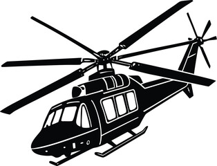 Set of black helicopter  silhouettes vector illustrations isolated on white background