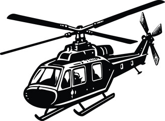 Set of black helicopter  silhouettes vector illustrations isolated on white background