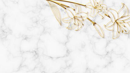 gold lily and marble background