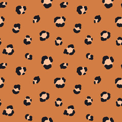 Obraz premium Abstract modern leopard seamless pattern. Animals fashion trendy background. Color decorative vector illustration for print, fabric, textile. Modern ornament of stylized skin.