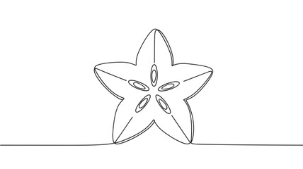 Simple line drawing of a starfruit slice on a white background