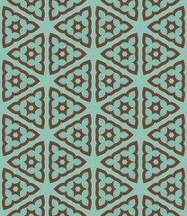 Geometric seamless pattern with vintage floral ornament for textile design and wallpaper texture