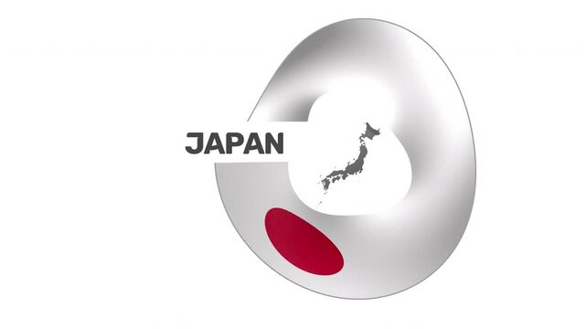 3D Japan Circular Bagde Waving Long Flag Loop Transparent
