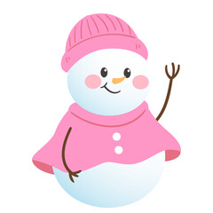 illustration of a snowman with pink hat