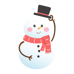 illustration of a snowman with red scarf 