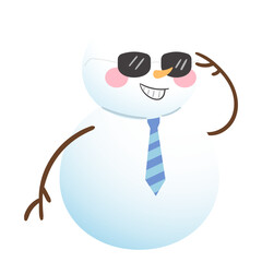 Fototapeta premium illustration of a snowman with sunglasses and tie