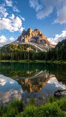 Mountain reflected in tranquil lake