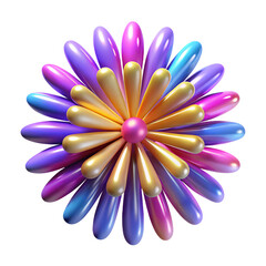 Glossy plastic 3D fireworks burst, shiny colorful surface, cartoon style, isolated on transparent background