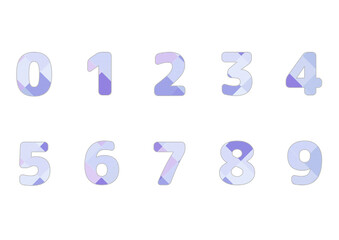 Cute Pastel Color Numbers Set 0-9. Hand-drawn Striped Pattern Typography. Kids Educational Clip Art