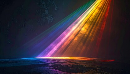 Abstract landscape with bright blue light