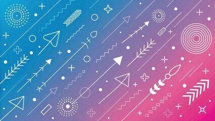 Whimsical geometric patterns and easter egg design on gradient background