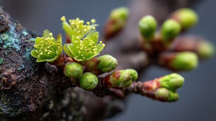 Close-Up of Tree Sprouts: The Beginnings of Growth and Renewal in Nature