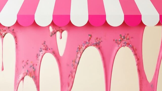 Pink and white paper cut outs with dripping effect for creative concepts