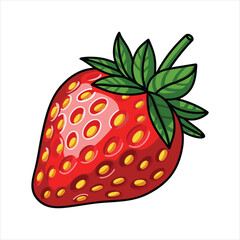 Fresh strawberry realistic digital illustration
