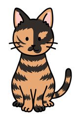 お座りをしたサビ猫