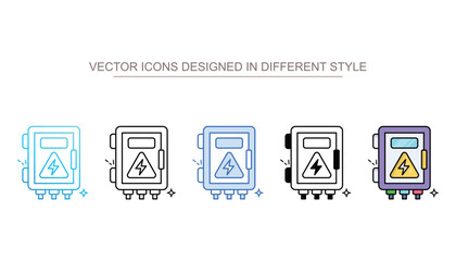 Fuse Box icon set multiple style collection