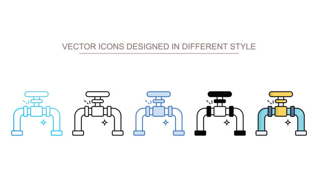 Oil Pipe icon set multiple style collection