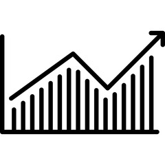Growth chart line icon. Outline vector for finance, analytics, and profit trends