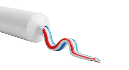 Striped Toothpaste Squeezing From White Tube On Black Background