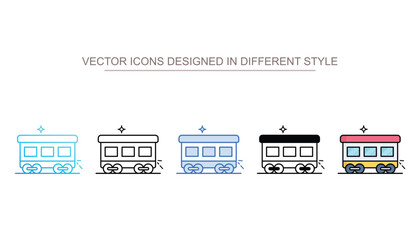 Railway Wagon icon set multiple style collection