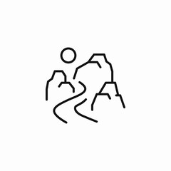 winding river mountain landscape icon sign vector