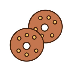 Fototapeta premium Simple Outlined Two Cookies Flat Design Illustration Sweet Treats