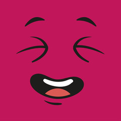 Cartoon Face With Closed Eyes And Open Mouth Expressing Joy And Laughter Pink Colored With Simple Design And Transparent Background
