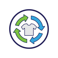 Obraz premium Recycling symbol with a t-shirt in the center, signifying sustainability.
