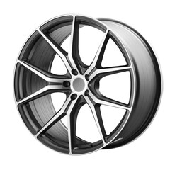 Obraz premium Modern alloy wheel design featuring a sleek, stylish look against a clean white background for automotive enthusiasts and industry professionals
