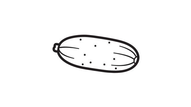 Simple line drawing of a fresh cucumber with dotted texture on a white background