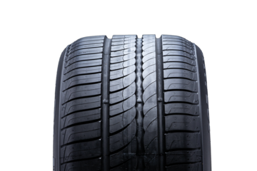 Display of a summer tire from the front view highlights its slick tread patterns and quality design, ideal for seasonal tire change and car repair services.
