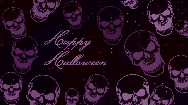 Pumpkins flicker beside skulls in a halloween pattern of spooky elegance, made for digital backgrounds, horror motion templates, eerie graphic branding, cinematic loops, and festive seasonal artworks