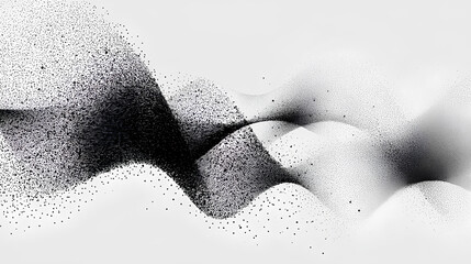 Abstract stipple wave flow in light grain texture and digital spray. Gradation of particles in monochrome background. Vector illustration Stock Vector