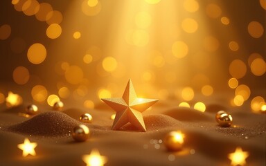 out of office in golden stars background. High quality