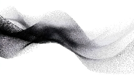 Abstract stipple wave flow in light grain texture and digital spray. Gradation of particles in monochrome background. Vector illustration Stock Vector