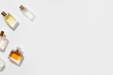 Elegant arrangement of perfume bottles showcasing various scents
