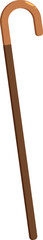 Simple wooden walking stick with curved handle, providing support and stability for mobility